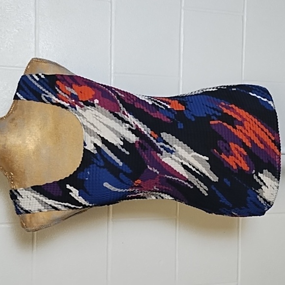 Y2K Colorful Abstract Bubble Waffle Stretchy Textured Shell Tank Top - Picture 1 of 9